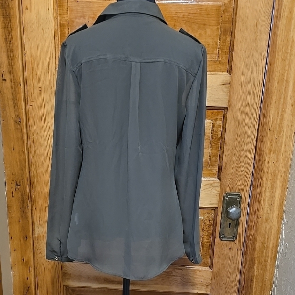 Ali & Kris Green Long Sleeve Button Down Shirt L - Picture 3 of 5